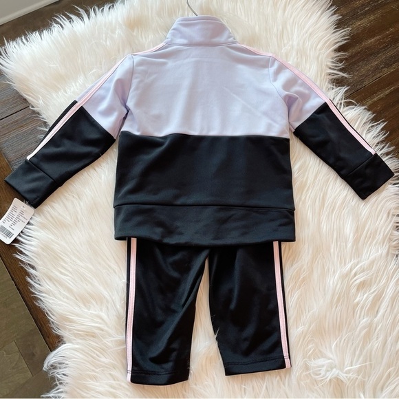 New adidas Purple Colorblock Tracksuit Jogger Jacket 2-piece set Girls Toddler - Picture 5 of 6